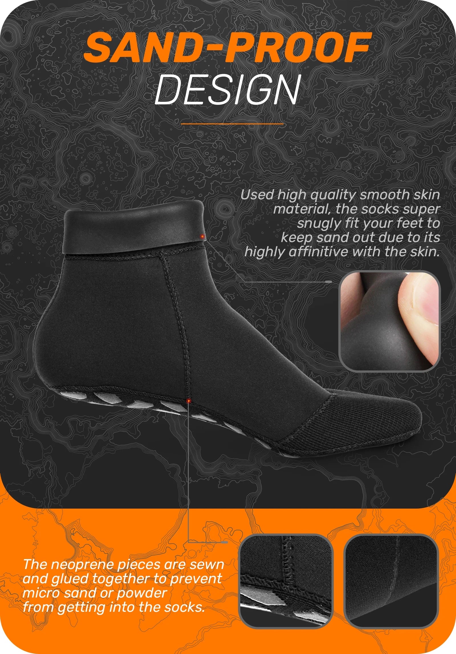 Water Socks 2Mm Neoprene, Sand Proof Beach Volleyball Wetsuit Diving Socks Warm for Men Women (Black, L)