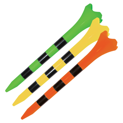 Pride Performance Plastic Golf Tees, Low-Resistance Head for Golf, Longer Drives, Durable & Stable Design, 3-1/4", Striped Citrus Mix – 25 Count