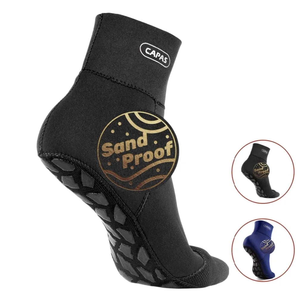 Water Socks 2Mm Neoprene, Sand Proof Beach Volleyball Wetsuit Diving Socks Warm for Men Women (Black, L)