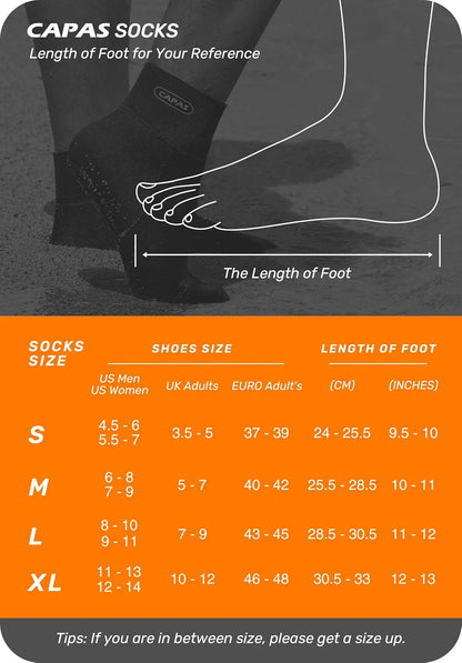 Water Socks 2Mm Neoprene, Sand Proof Beach Volleyball Wetsuit Diving Socks Warm for Men Women (Black, L)